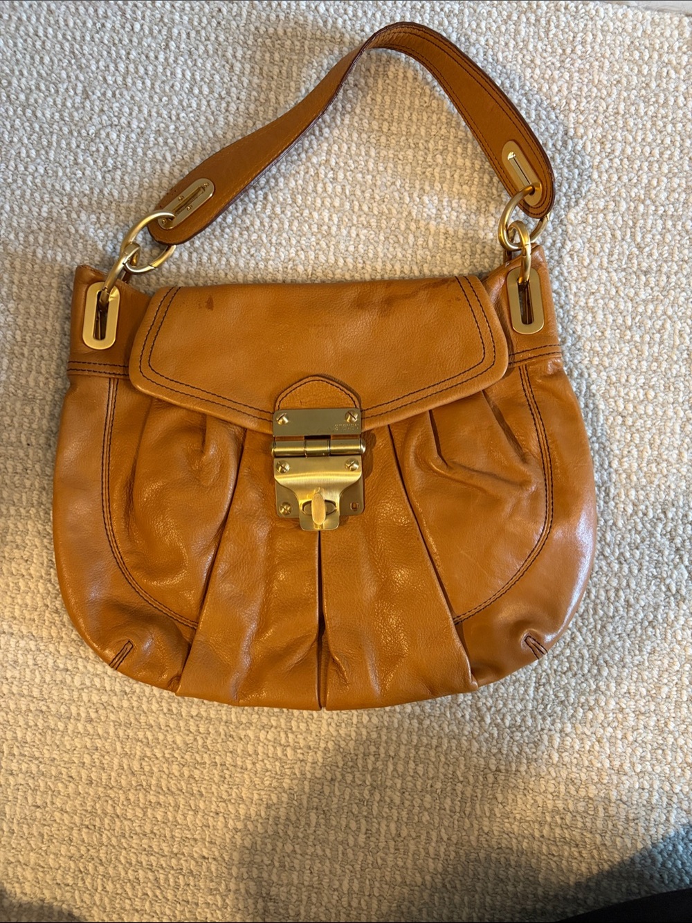 Steven by Steve Madden Cognac Shoulder Bag with Gold Hardware